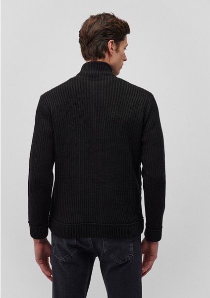 Fermuarlı Siyah Triko Hırka 070697-900