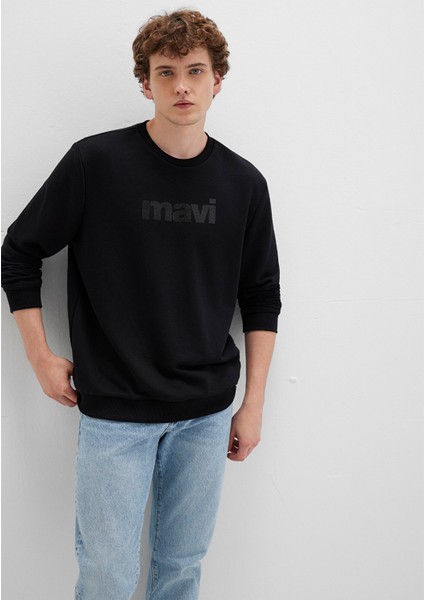 Mavi Logo Baskılı Siyah Sweatshirt 066303-900
