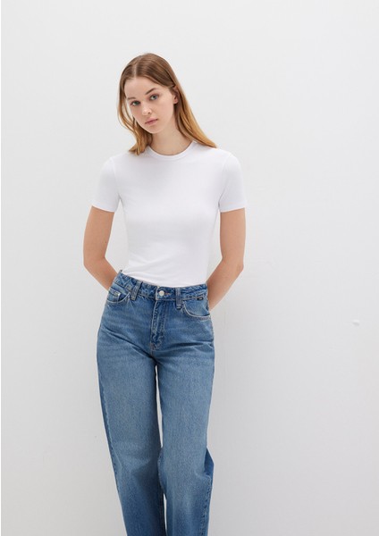 Lux Touch Beyaz Basic Modal Tişört 1600963-620