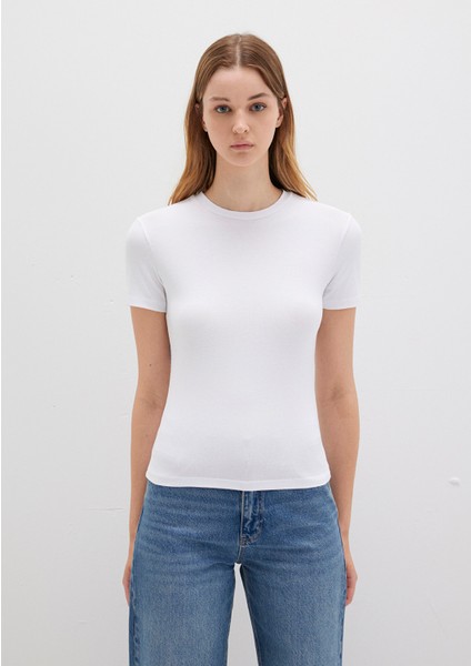 Lux Touch Beyaz Basic Modal Tişört 1600963-620