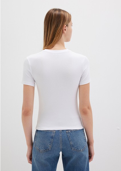 Lux Touch Beyaz Basic Modal Tişört 1600963-620