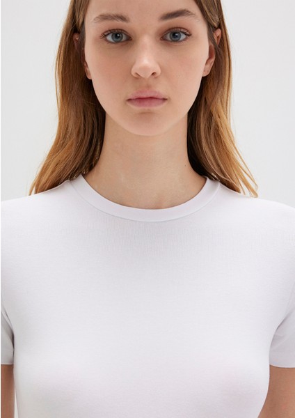 Lux Touch Beyaz Basic Modal Tişört 1600963-620