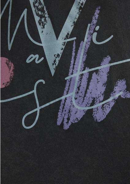 Mavi Baskılı Antrasit İstanbul Tişört 1601176-900