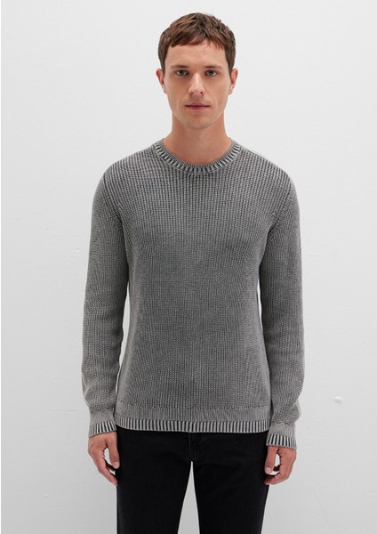 Bisiklet Yaka Gri Kazak 070767-34314