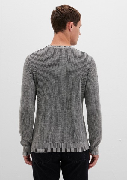 Bisiklet Yaka Gri Kazak 070767-34314