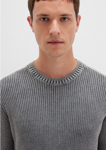 Bisiklet Yaka Gri Kazak 070767-34314