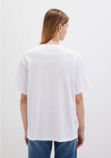 Mavi Logo Baskılı Beyaz Tişört 1600843-70000