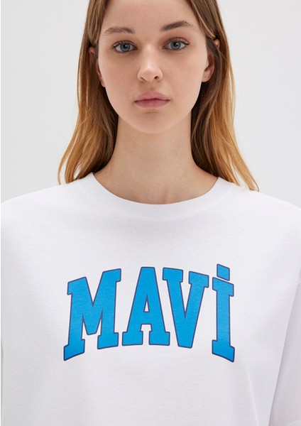 Mavi Logo Baskılı Beyaz Tişört 1600843-70000
