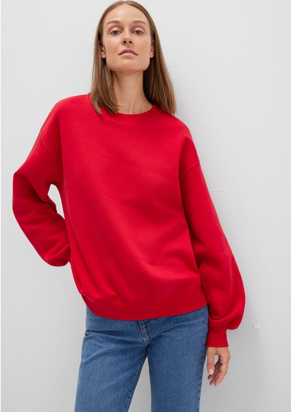 Bisiklet Yaka Kırmızı Basic Sweatshirt 1610198-80791