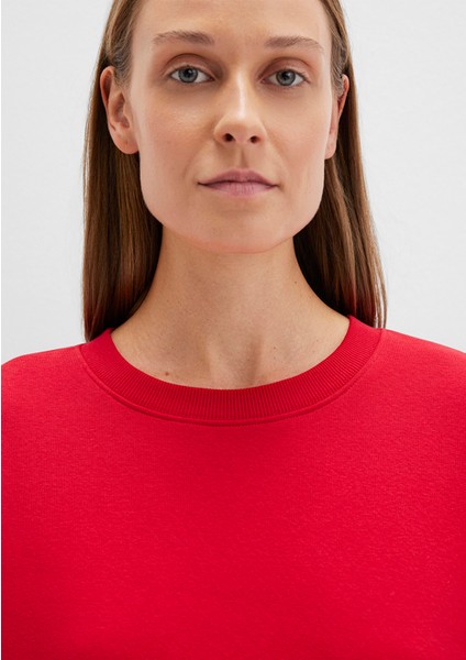 Bisiklet Yaka Kırmızı Basic Sweatshirt 1610198-80791