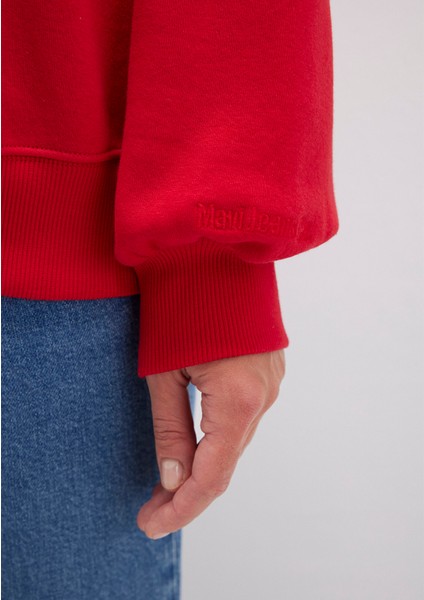 Bisiklet Yaka Kırmızı Basic Sweatshirt 1610198-80791