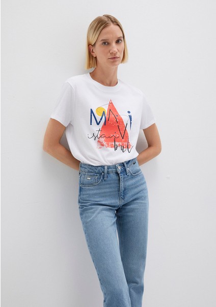 Üçgen Baskılı Beyaz İstanbul Tişört 168892-620