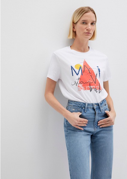 Üçgen Baskılı Beyaz İstanbul Tişört 168892-620