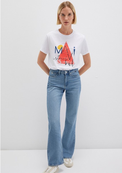 Üçgen Baskılı Beyaz İstanbul Tişört 168892-620