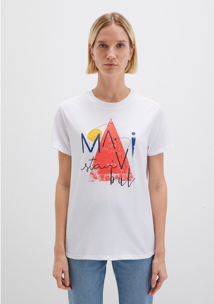 Üçgen Baskılı Beyaz İstanbul Tişört 168892-620