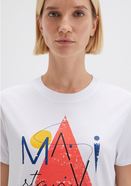 Üçgen Baskılı Beyaz İstanbul Tişört 168892-620