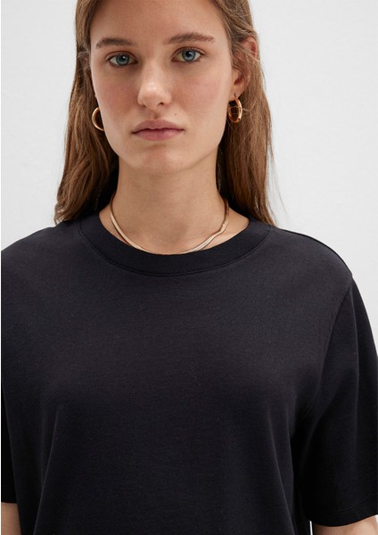 Bisiklet Yaka Siyah Basic Tişört 1600955-900