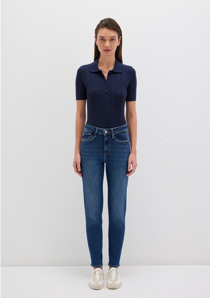 Cindy Gold Shape Koyu Mavi Jean Pantolon 100277-33687