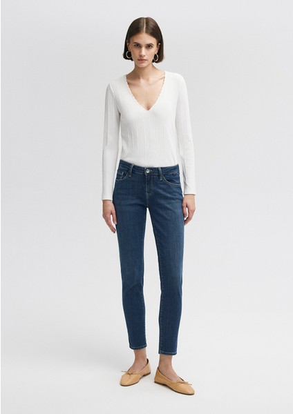 Ada Casual Vintage Koyu Mavi Jean Pantolon 1020535596