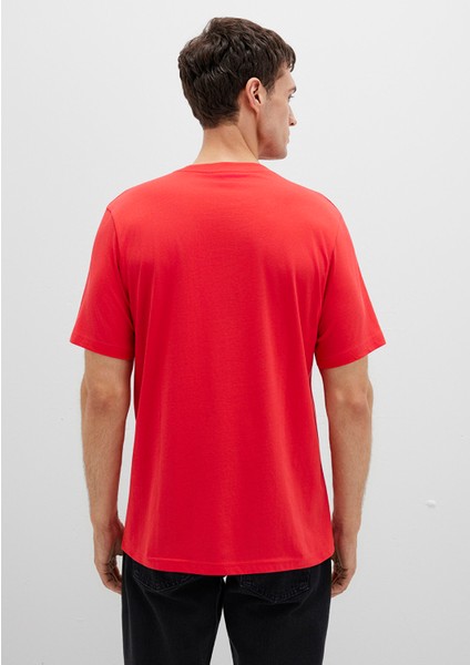 Mavi Logo Baskılı Kırmızı Tişört 066842-33099