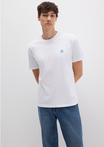 Mavi Logo İşlemeli Beyaz Basic Tişört 067074-620