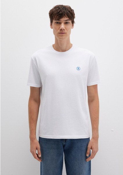 Mavi Logo İşlemeli Beyaz Basic Tişört 067074-620