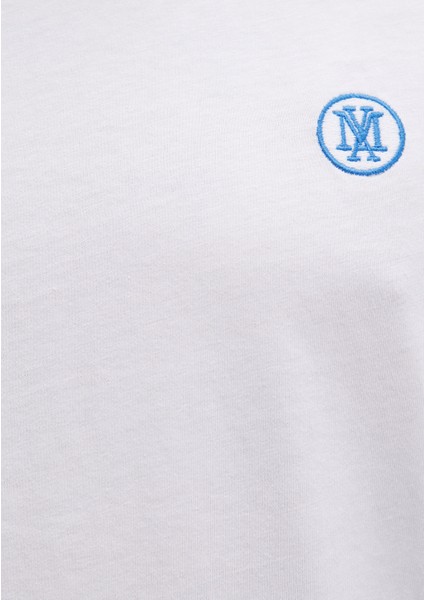 Mavi Logo İşlemeli Beyaz Basic Tişört 067074-620