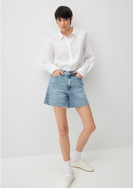 Millie 90lar Gölgeli Indigo Mavisi Jean Şort 1458934576