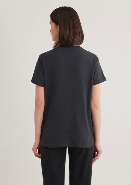 Denim Kız Baskılı Antrasit İstanbul Tişört 168890-29726