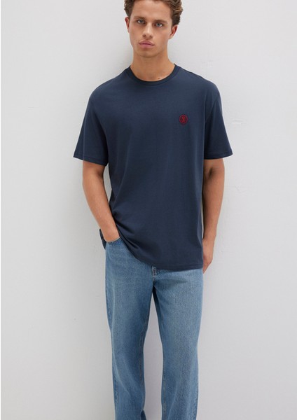 Mavi Logo İşlemeli Lacivert Basic Tişört 067074-33207