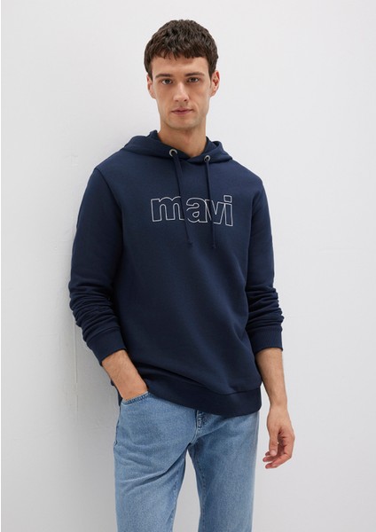 Mavi Logo Baskılı Kapüşonlu Lacivert Sweatshirt 065606-28417
