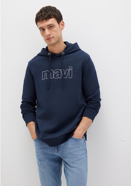 Mavi Logo Baskılı Kapüşonlu Lacivert Sweatshirt 065606-28417