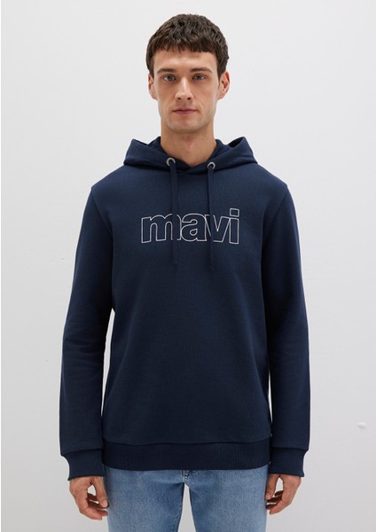 Mavi Logo Baskılı Kapüşonlu Lacivert Sweatshirt 065606-28417