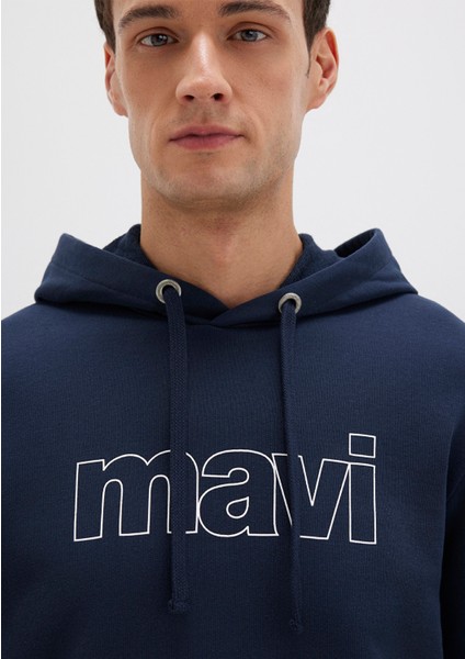 Mavi Logo Baskılı Kapüşonlu Lacivert Sweatshirt 065606-28417