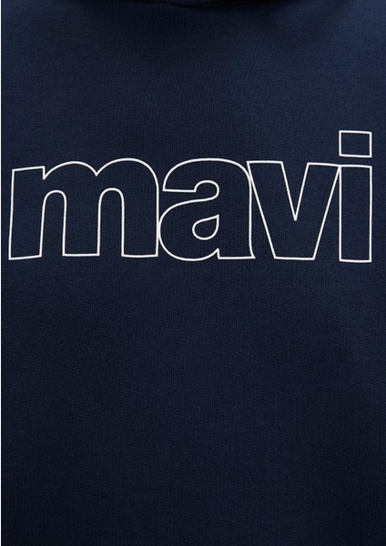 Mavi Logo Baskılı Kapüşonlu Lacivert Sweatshirt 065606-28417