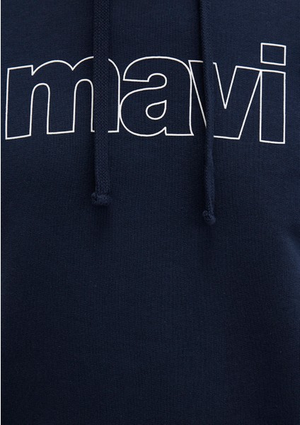 Mavi Logo Baskılı Kapüşonlu Lacivert Sweatshirt 065606-28417