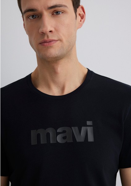 Mavi Logo Baskılı Siyah Tişört 065199-900