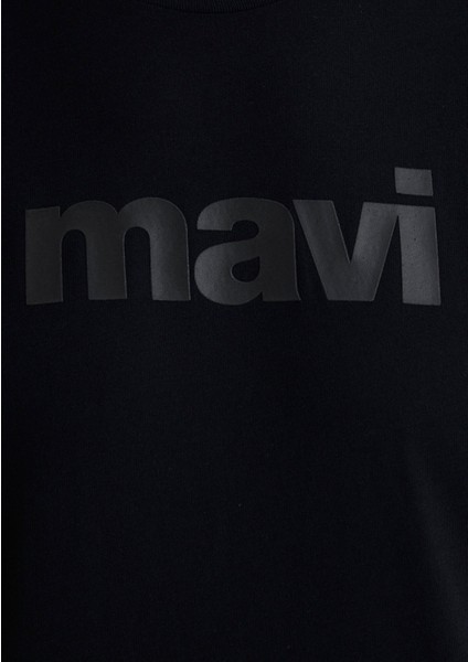 Mavi Logo Baskılı Siyah Tişört 065199-900