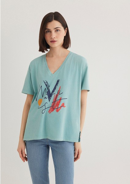 Mavi Baskılı İstanbul Tişört 1601176-34078