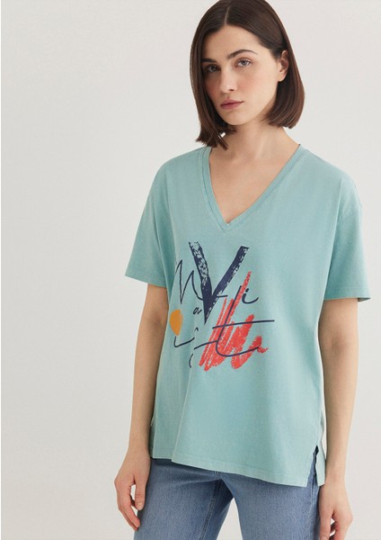 Mavi Baskılı İstanbul Tişört 1601176-34078