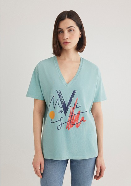 Mavi Baskılı İstanbul Tişört 1601176-34078