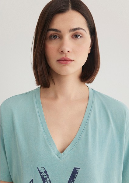 Mavi Baskılı İstanbul Tişört 1601176-34078