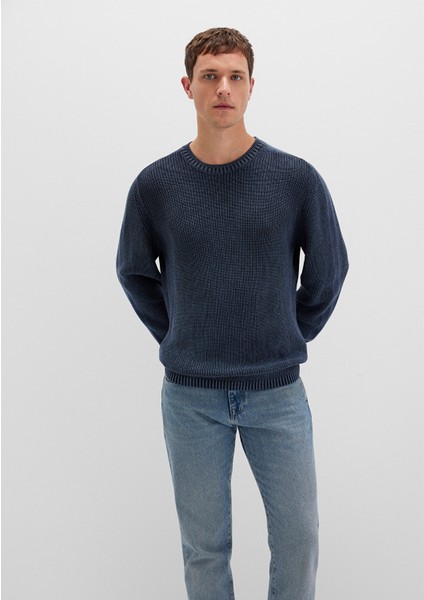 Bisiklet Yaka Lacivert Kazak 070767-34319