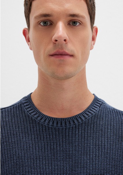 Bisiklet Yaka Lacivert Kazak 070767-34319