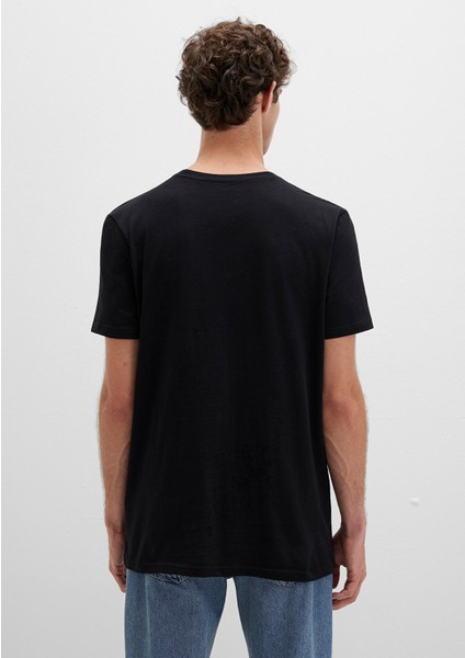 Mavi Pro Reflektör Logo Baskılı Siyah Tişört 066000-900