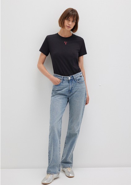 Mavi Logo Baskılı Siyah Tişört 1601185-900