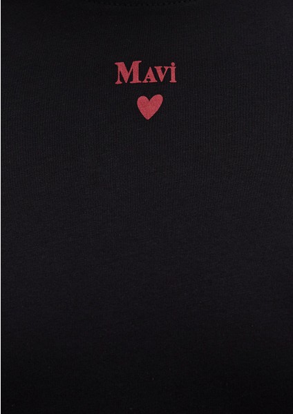 Mavi Logo Baskılı Siyah Tişört 1601185-900