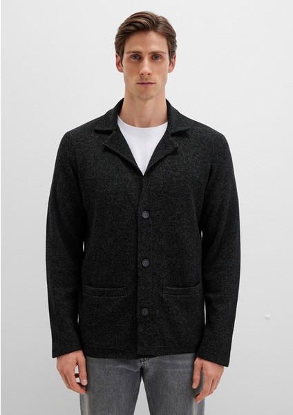 Blazer Yaka Siyah Triko Hırka 070699-900