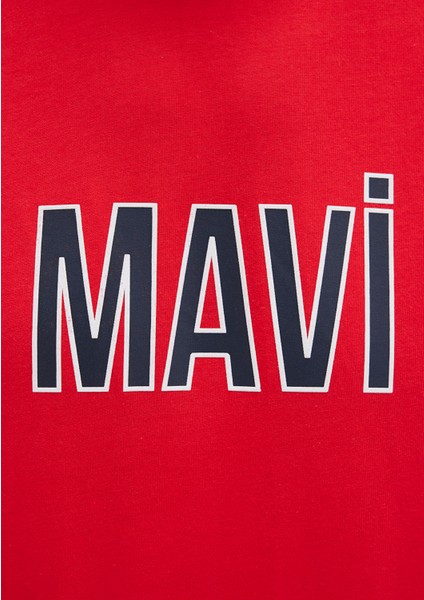 Mavi Logo Baskılı Kırmızı Tişört 066842-33099