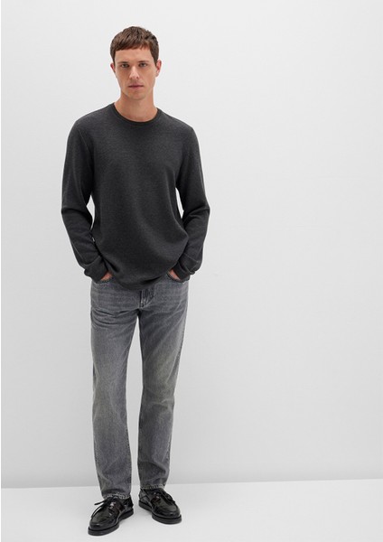 Uzun Kollu Dokulu Antrasit Tişört 064622-26834